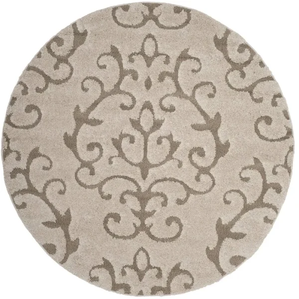 Blaris Damask Cream/Beige Area Rug Astoria Grand Rug Size: Round 4