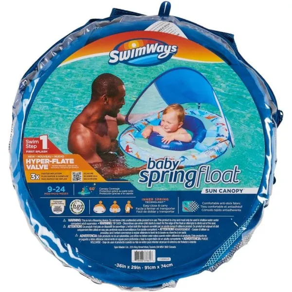 Swimways Sun Canopy Spring Float with Hyper-Flate Valve - Shark