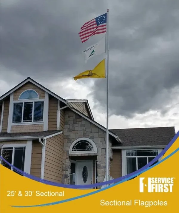 25' or 30' Delta Sectional Flagpole (Silver) 25' Sectional Flagpole Kit / No Thanks