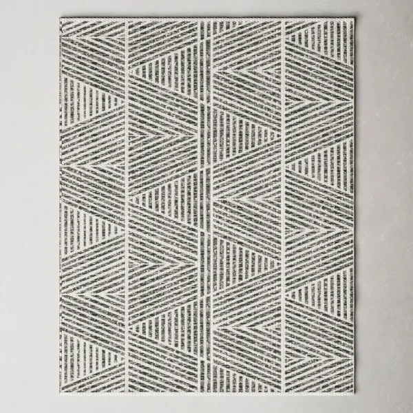 Silva Geometric Gray/White Indoor / Outdoor Area Rug AllModern Rug Size: Runner 2' x 6'11"