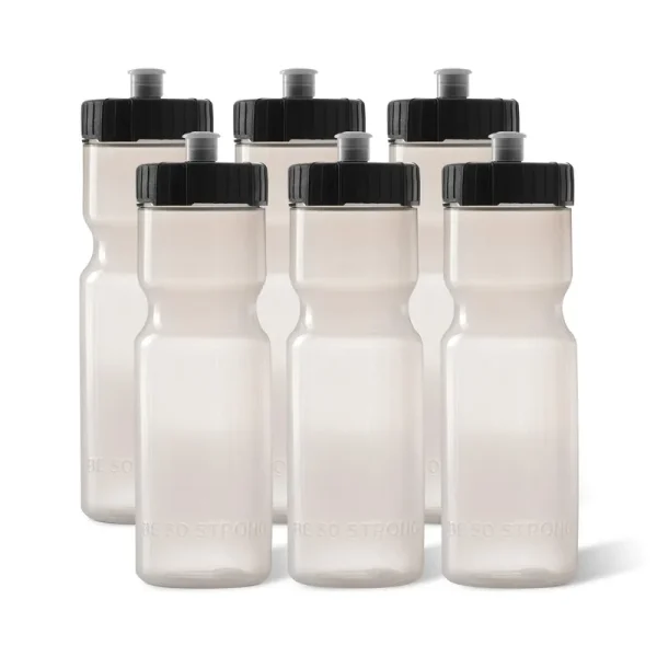 50 Strong Sports Squeeze Water Bottle Team Pack - Includes 6 Bottles - 22 oz. BPA Free, Clear
