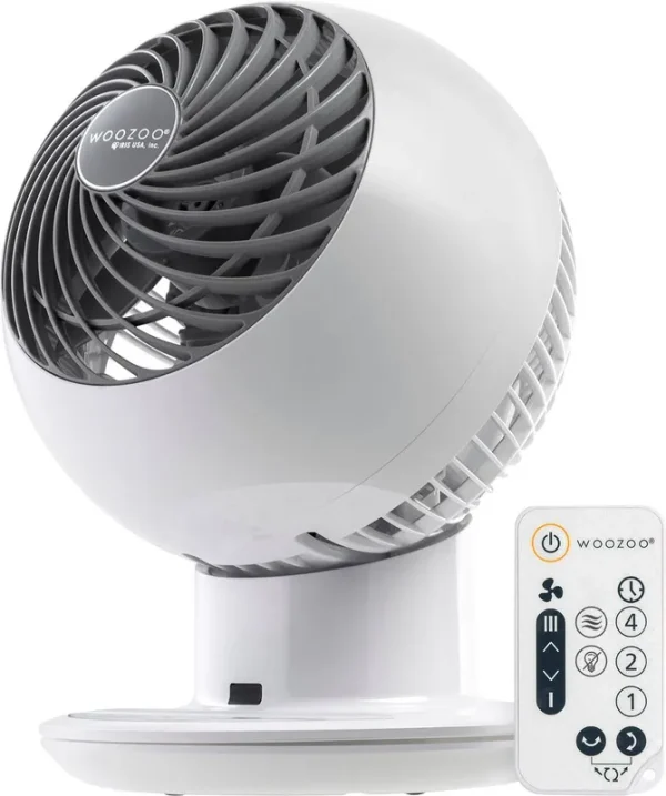 Woozoo - Compact Globe Oscillating Fan w/ Remote - 5 Speed - White