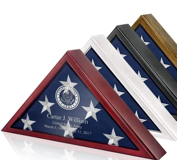 SmartChoice Personalized Flag Box for American Veteran Flag 9.5 x 5 Feet Flag Display Case for Burial Flag Wall Mounted Flag Box Display Case for