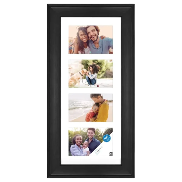 Mainstays 4x6 4-Opening Matted Wall Collage Picture Frame, Black