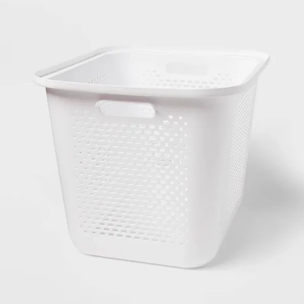 Brightroom Decorative Plastic Bin with Cutout Handles - White - 1 Each
