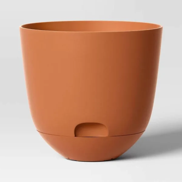 Self-Watering Plastic Indoor Outdoor Planter Pot Cosmic Rust 8"x8" - Room Essentials