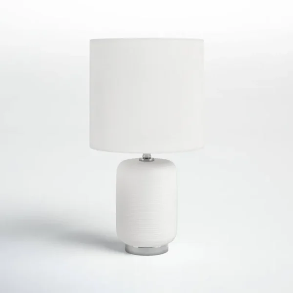 Gracie Ceramic Table Lamp Base Color: Matte White/Brushed Nickel