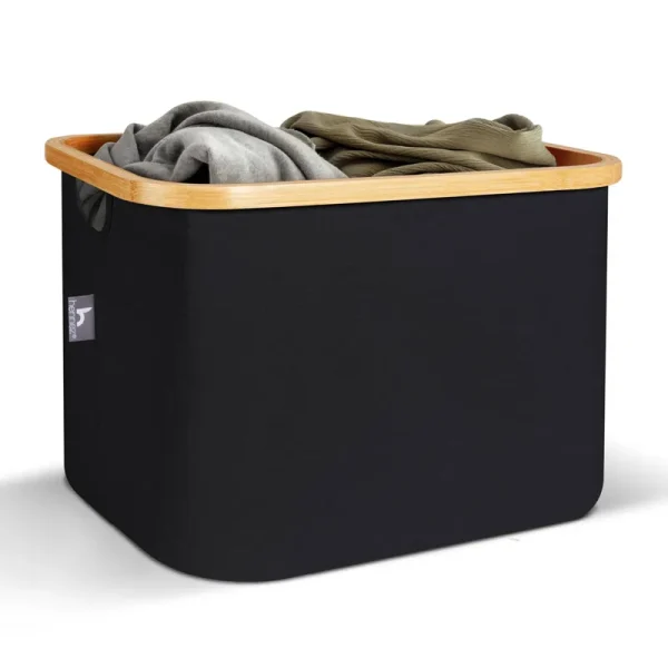 Hennez 40L Storage Basket for Ikea Kallax - Foldable Small Basket for Laundry - Fabric Storage Bins Bamboo - Collapsible Storage