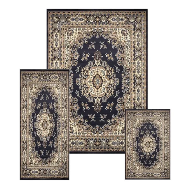 Home Dynamix 3-Piece Power Loomed Polypropylene Rug Set, Navy