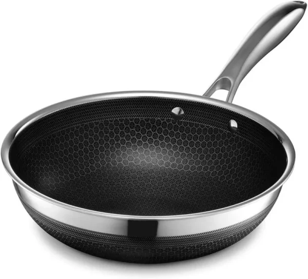 HexClad 10 inch Hybrid Stainless Steel Wok Pan, Nonstick, Black