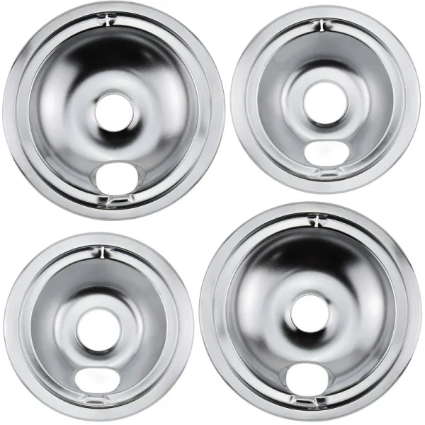 Blutoget WB31T10010 WB31T10011 Chrome Range Drip Pans - Compatible for GE Hotpoint Ken-more Electric Range with Locking Slot - Includes 2 6-Inch and 2