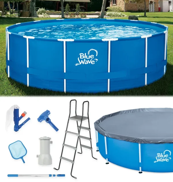 Blue Wave 15-ft Round 48-in Deep Active Frame Swimming Pool Package