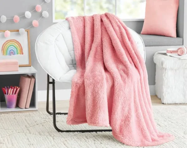 Your Zone Pink, Soft, Oversized, Fuzzy Throw Blanket for Kids, 72 x 5