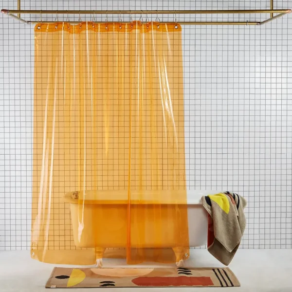 Non-Toxic Sun Shower Curtain | Transparent Orange Eva | Quiet Town
