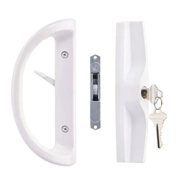 Sliding Patio Door Handle Set with Key Cylinder and Mortise Lock, Full Replacement Handle Lock Set Fits Door Thickness from 1-1/2" to