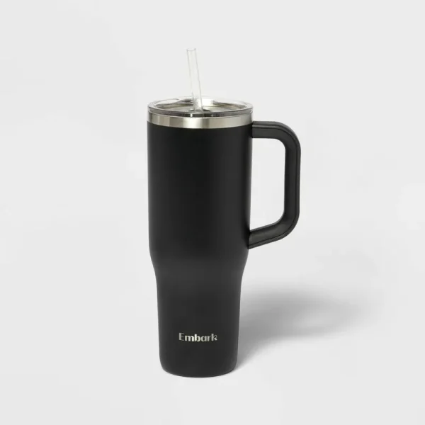 40oz Stainless Steel Straw Tumbler Black - Embark