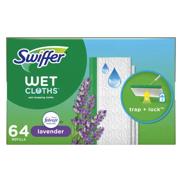 Swiffer Sweeper Wet Mopping Cloth Refills Lavender Scent (64 Count)