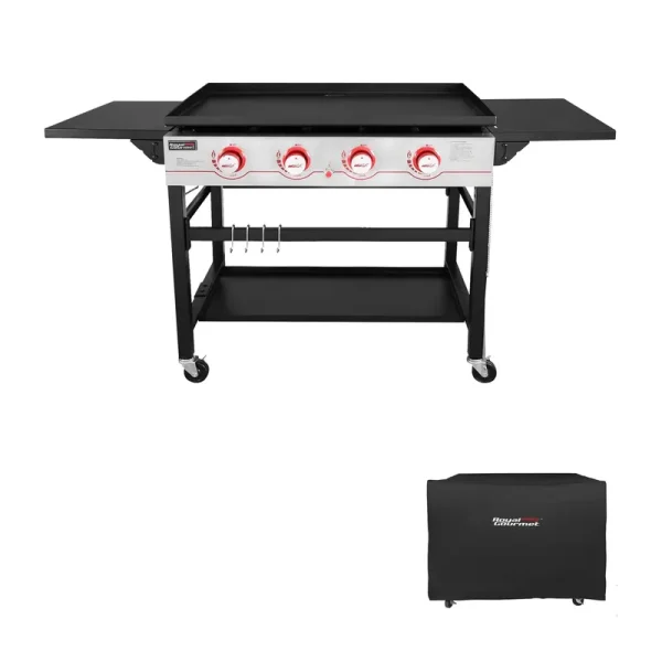 Royal Gourmet GB4000C 36-Inch Flat Top Gas Griddle with Protected Cover 4-Burner Propane Grill Black
