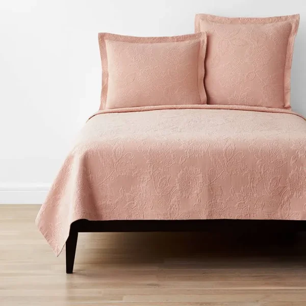 Putnam Cotton Matelasse Coverlet - Coral - Orange/Coral Size Twin | The Company Store