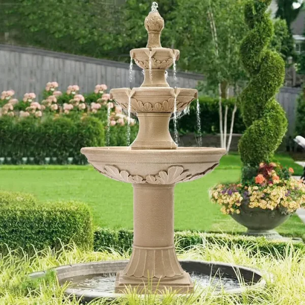 MAGIC UNION Outdoor Garden Water Fountains, 48.4" H Italian Style Fountains and Waterfalls Outside, 3 - Tier Large Bubbler Cascading Indoor Floor Water Fountain Features with Pump for Home Yard Decor