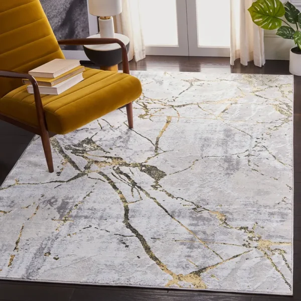 Safavieh Amelia ALA293 6'7" x 6'7" Square Area Rug - Gray, Gold