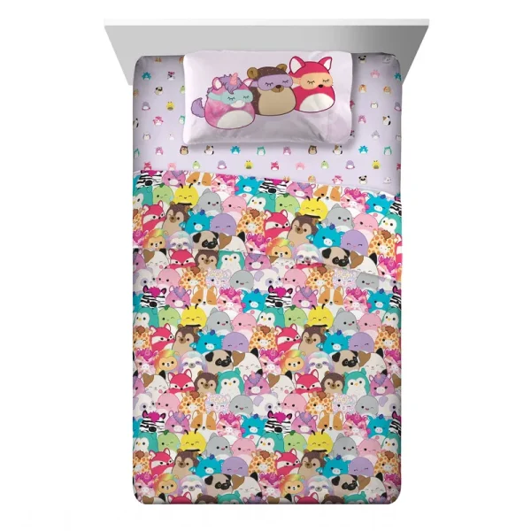 Squishmallows Kids Twin Sheet Set, Microfiber, Multicolor