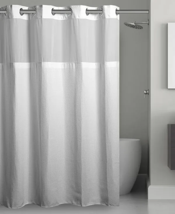 Hookless Shower Curtain 71" x 74" in White Waffle