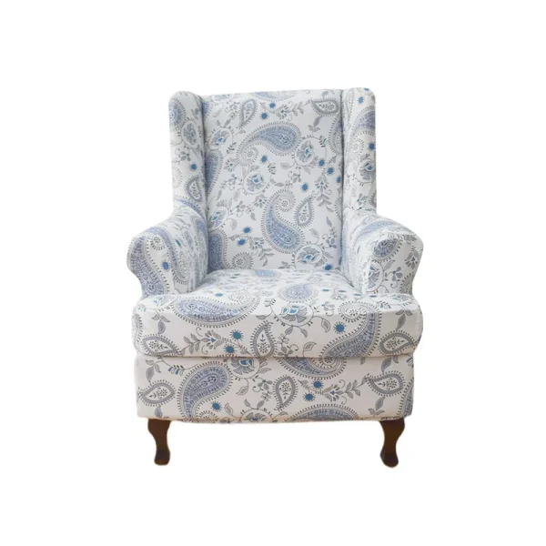 Wing Chair Slipcovers 2 Pieces Stretch Spandex Wingback Chair Covers Sofa Slipcover Printing Wingback Armchair Slipcovers Furniture Protector Couch