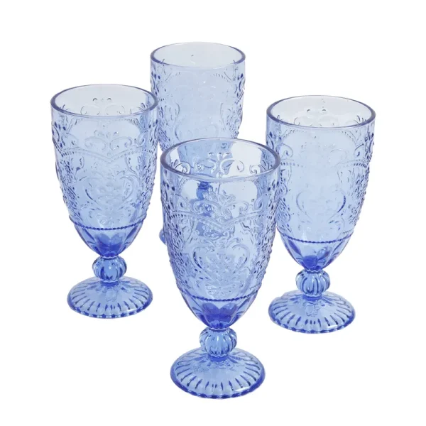 The Pioneer Woman Amelia 4-Piece 14.7-Ounce Goblet Set, Blue