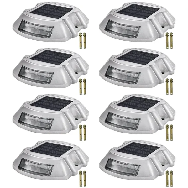 VEVOR Driveway Lights, Solar Dock Lights 8-Pack, LED Pathway Lights w/ Switch, White