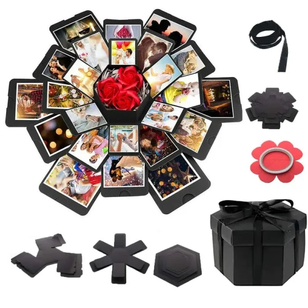 Hamiggaa Explosion DIY Gift Box Set, Surprise Exploding Love Box for Couples,Sentimental Gift for Wedding,Birthday Party,Boyfriend,Girlfriend