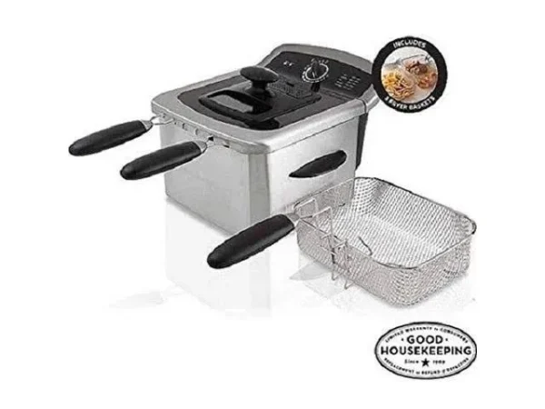 Farberware 4L Dual Deep Fryer with 3 Fryer Baskets Stainless Steel