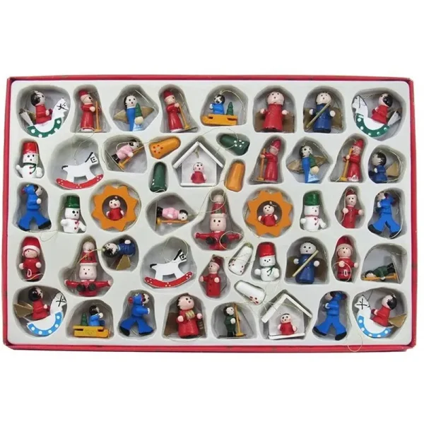 Kurt Adler Petite Treasures Wooden Ornament, Set of 48
