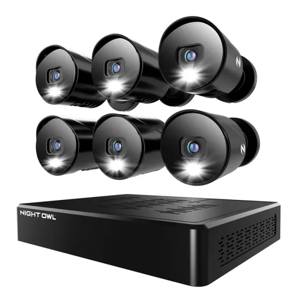 Night Owl 12 Channel DVR Security System with 6 Wired 1080p HD Spotlight Cameras and 1TB Pre-Installed Hard Drive, Black, Size: One Size