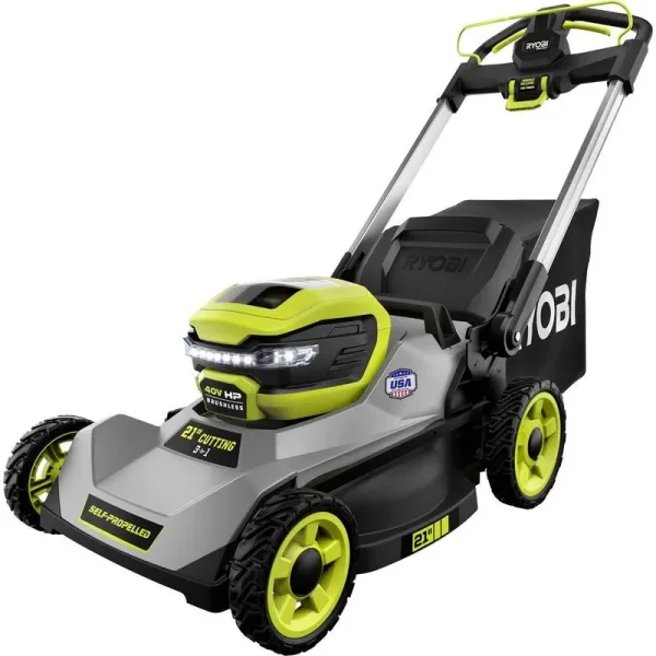 Ryobi 40V HP Brushless 21 in. Cordless Battery Walk Behind Self-Propelled Lawn Mower with (2) 6.0 Ah Batteries and Charger