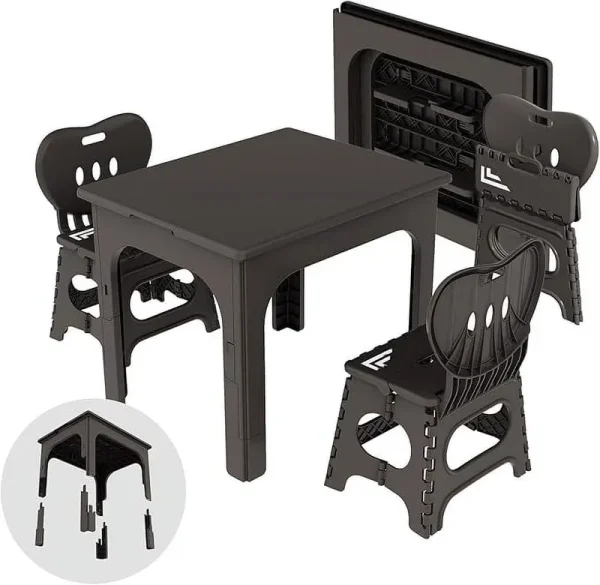 Unicoo® Kids Folding Table and Chairs Set, Height Adjustable Kids Folding Table Compact Design, Kids Table and Chairs Foldable, Picnic Table, Perfect for Playrooms, Classrooms, and Outdoor