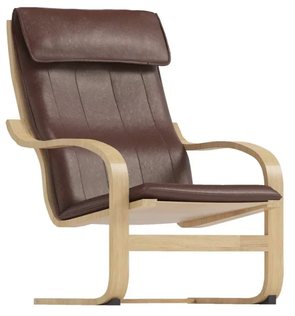The Duable Poang Chair Cover Replacement Is Custom Made Compatible for Ikea Poang Armchair Slipcover Only. (PU Leather Brown)