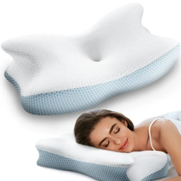 REOKA Memory Foam Cervical Pillow for Neck Pain Relief - Ergonomic Pillow for Front, Back, Stomach, Side Sleeper and Shoulder Sleeping - Soft (Queen)
