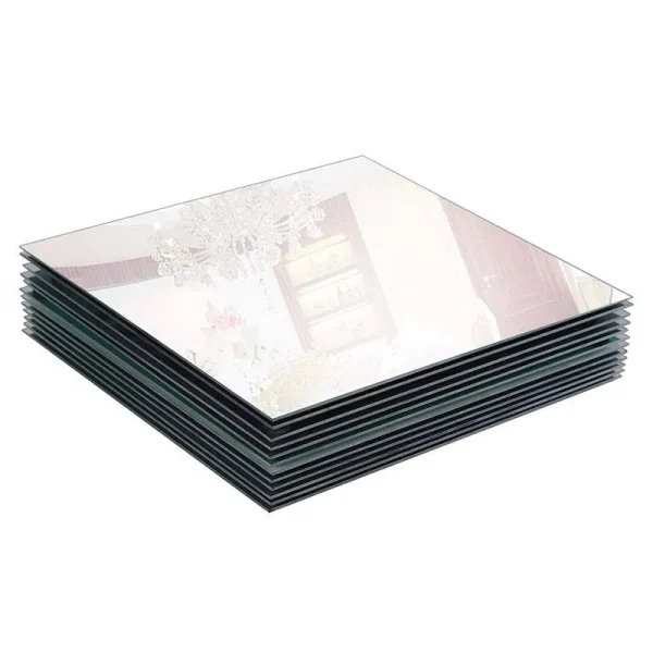 Murrey Home 10" Square Mirror Tray for Wedding Decorations/Decor, Candle Tray/Plate for Baby Shower, Parties Centerpieces, Set O