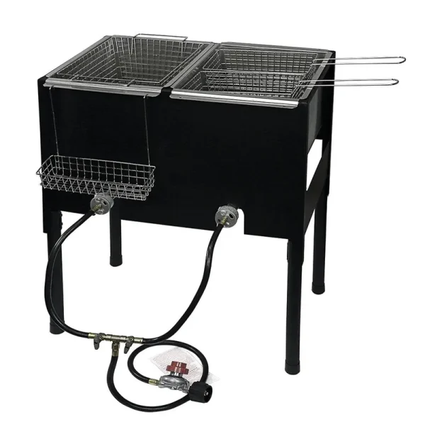 Barton High-Pressure Freestanding Triple Basket Deep Fryer Dual Burner Propane Fish Cooker Fry Basket Fryer