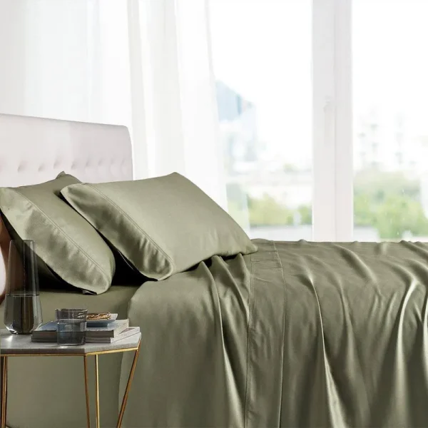 Royal Tradition Top Split King Sheets 100% Bamboo Viscose Sage