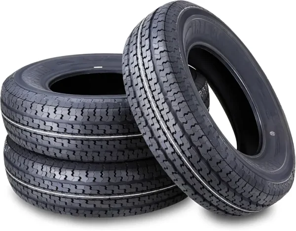 FREE COUNTRY Heavy Duty Trailer Tire ST 205/75R15 10 Ply Load Range E Steel Belted Radial W/Scuff Guard, Set 3