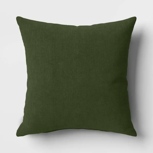 18"x18" Solid Woven Square Outdoor Throw Pillow Green - Threshold