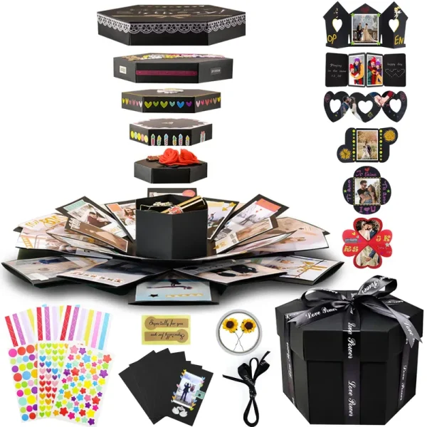 Vienrose Explosion Gift Box Set Surprise Gift Photo Box Creative DIY Scrapbooking Picture Album Accessories Couple Gifts for Birthday Proposals