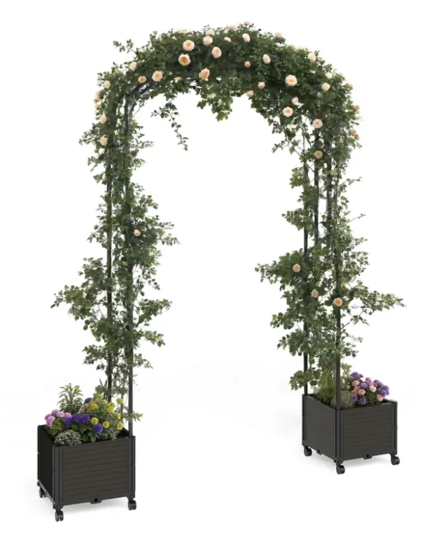 Riedhoff Span 47.2" Steel Garden Arch Trellis for Climbing Plants, Outdoor Garden Arbors and Arches