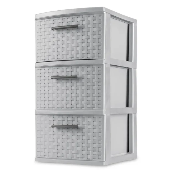 Sterilite 3 Drawer Weave Tower Cement