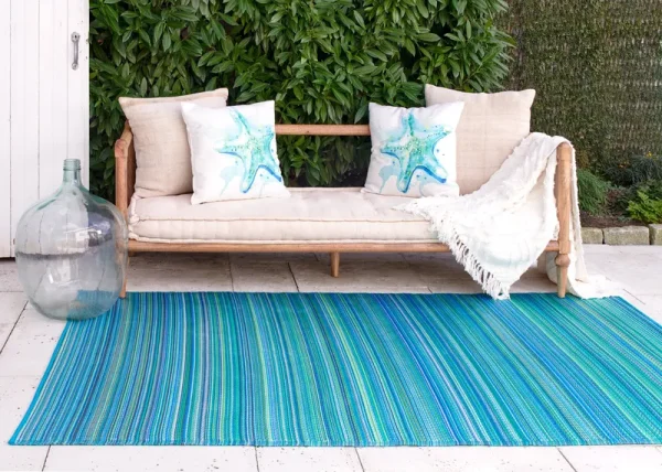 Fab Habitat Cancun 3' x 5' Indoor/Outdoor Area Rug in Turquoise/Moss Green