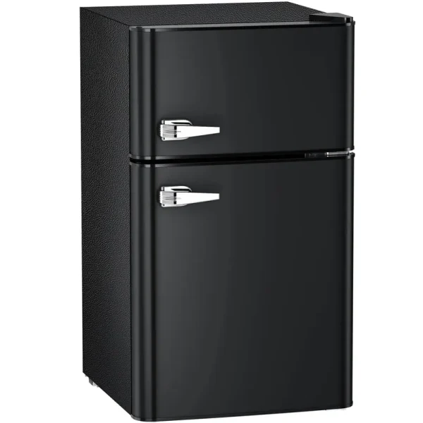 Antarctic Star Compact Mini Refrigerator Separate Freezer, Small Fridge Double 2-Door Adjustable Removable Retro Stainless Steel Shelves Garage Camper