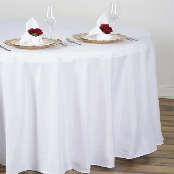 Efavormart White 108" Round Polyester Tablecloth