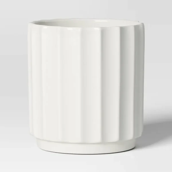 Geared Terracotta Indoor Outdoor Planter Pot White 8.11"x8.11" - Threshold